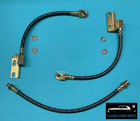 FRONT DISC BRAKE HOSE BODY TO CALIPER & DIFF BRAKE HOSE SET FAIRMONT FALCON XW XY GT GTHO GS