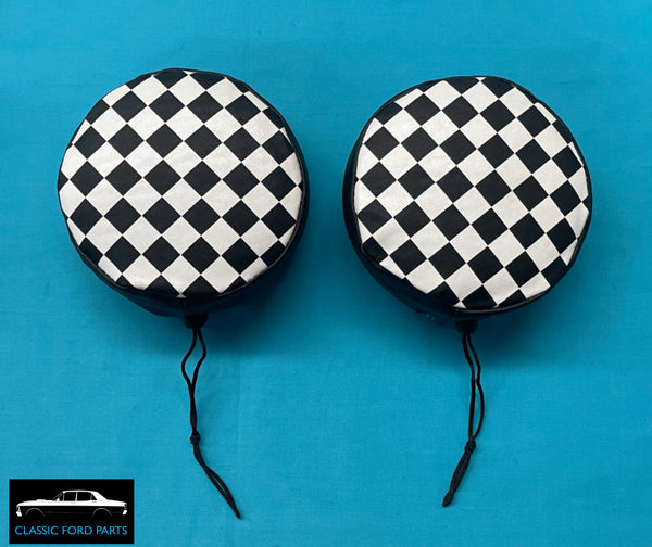 CHEQUERED DRIVING LIGHT COVERS SUIT FAIRMONT FALCON XW XY XA XB GT GTHO GS