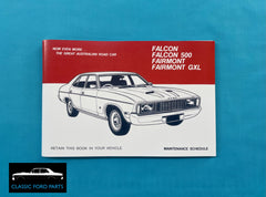 OWNERS MANUAL & SERVICE MAINTENANCE SCHEDULE FORD FALCON FAIRMONT XC GXL
