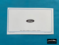 REGISTERED OWNERS MANUAL SUPPLEMENT FORD XR GT FALCON