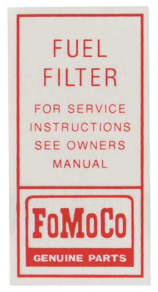 1964 - 1966 FORD MUSTANG FUEL FILTER DECAL