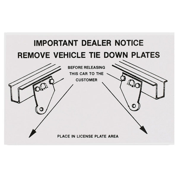 1964 - 1973 FORD MUSTANG & COUGAR GRAVEL PANEL TIE DOWN DECAL